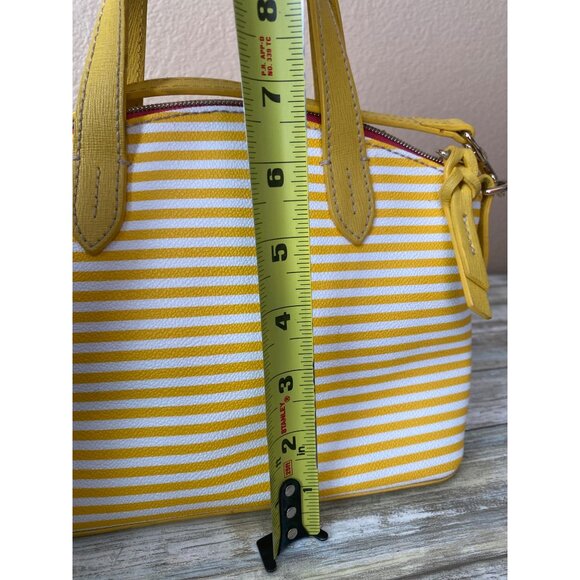 Dooney & Bourke Zip Zip Dome Satchel Sunflower Stripe Coated Canvas Purse - Picture 7 of 16